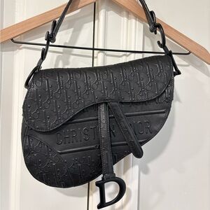 Christian Dior Black Monogram Saddle Bag